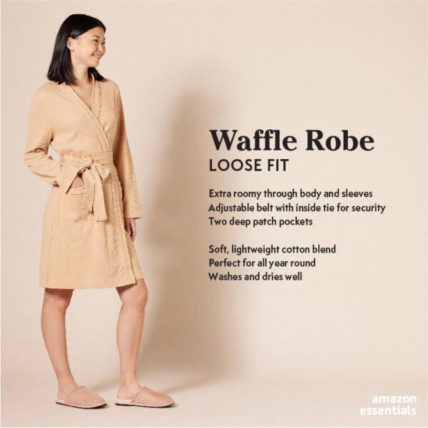 Amazon Essentials Women's Lightweight Waffle Mid-Length Robe (Available in Plus Size) - Image 2