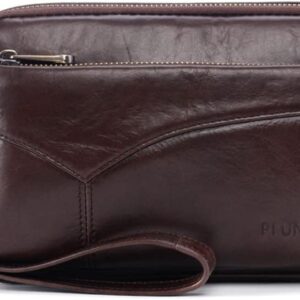 Mens Leather Clutch Organizer Wrist Bag Wallet with Credit Card Protector Slots