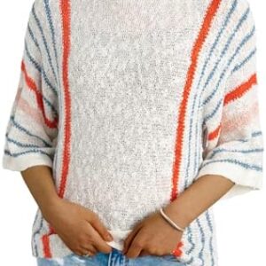 Dokotoo Womens 2025 Spring Casual Color Block Striped Lightweight Comfy Cable Knit Trendy Boho Clothes Pullover Sweaters