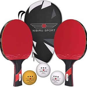 NIBIRU SPORT Professional Ping Pong Paddle Sets, 2 Paddle or 4 Paddle Table Tennis Set with Tournament Quality Balls and Carry Bag/Storage Case, Table Tennis Equipment & Ping Pong Accessories