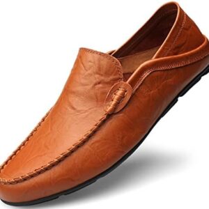 Go Tour Men's Premium Genuine Leather Casual Slip on Loafers Breathable Driving Shoes Fashion Slipper
