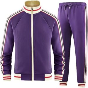 Men Track Suits Sets Long Sleeve Full-zip Sweatsuit Active Jackets and Pants 2 Piece Outfits