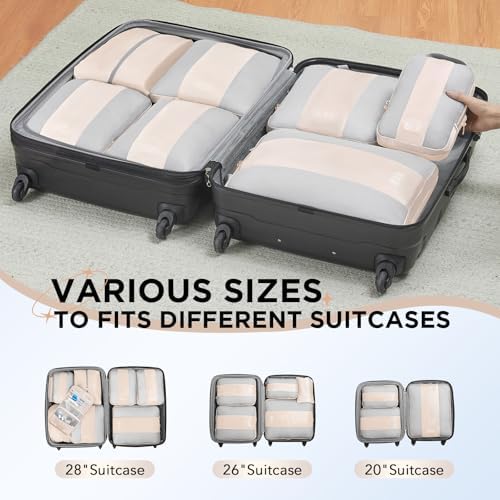 OlarHike 10 Set Compression Packing Cubes for Travel Women Mom,Luggage Clothes Storage Gifts for Travelers,Airplane/Cruise/Car/Train Travel Essentials,Compressible Expandable Saver Space Bags(Beige) - Image 8