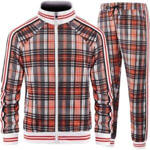 Track Suits for Men Set Plaid Tracksuit Mens Sweatsuits 2 Piece Sport Jogger Sweat Suits Clothes Jogging Outfits