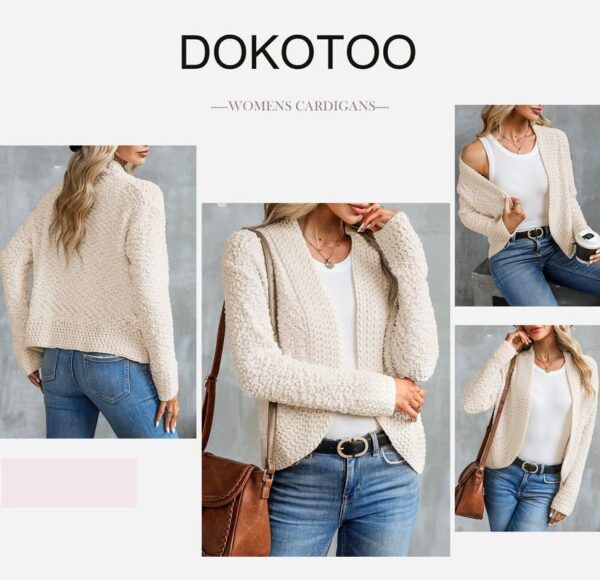 Dokotoo Women's 2025 Fashion Casual Open Front Long Sleeve Chunky Knit Cardigans Sweaters Outerwear Coats - Image 5