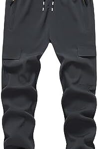 Boy's Cargo Joggers Pants Youth Quick Dry Hiking Lightweight Pants for Sports Outdoor with Zipper Pockets