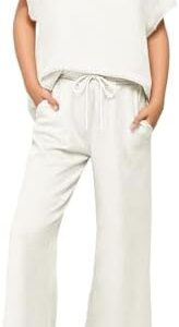 Girls 2 Piece Outfits Cap Sleeve Tops Long Wide Leg Pants Set Sweatsuits 5-14 Years
