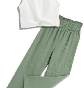 Kids Clothes Girls Summer 2025 Cute Outfits 2 Piece Tie Knot Crop Tops Wide Leg Long Pants Sets Suit