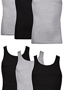 Hanes Men's Lightweight Cotton Moisture-Wicking Tank Undershirts (6 Pack)