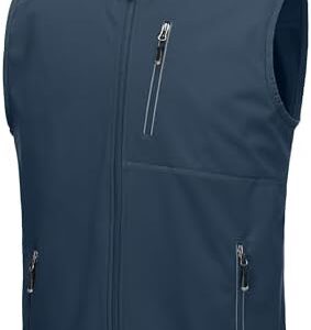 33,000ft Men's Windproof Lightweight Golf Vest Outerwear with Pockets, Softshell Sleeveless Jacket for Running Hiking Sports