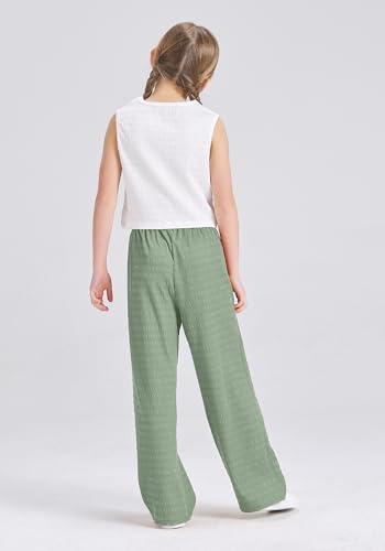 Kids Clothes Girls Summer 2025 Cute Outfits 2 Piece Tie Knot Crop Tops Wide Leg Long Pants Sets Suit - Image 5