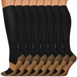 Iseasoo Copper Compression Socks (15-20 mmHg) for Men & Women - Running, Hiking, Cycling, Travel - Improves Circulation