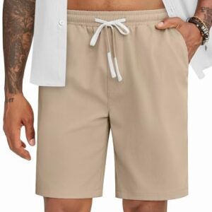 COOFANDY Men's Casual Shorts Drawstring Summer Beach Shorts Lightweight Elastic Waist Vacation Short with Pockets