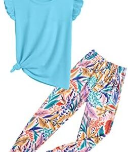 Arshiner 2 Piece Girl Clothes Outfits Spring Summer Ruffle Trim Tank Top Shirts and Pant Set with Pockets