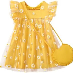 Kucnuzki Baby Girl Clothes Toddler Girls Summer Fairy Tulle Dress Ruffle Fly Sleeve Casual Sundress Cute Outfit for Kids