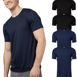 32 Degrees Mens 4 Pack Cool Crewneck T-Shirt | Anti-Odor | Quick Drying | 4-Way Stretch
