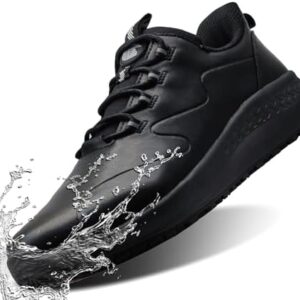 Non Slip Work Shoes for Men Slip on Waterproof Kitchen Chef Restaurant Walking Sneakers Comfortable Food Service Working Footwear Leather Nursing Shoe
