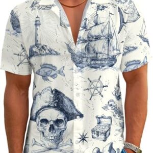 DFZ Funny Hawaiian Shirts for Men Summer Beach Short Sleeve Button Down Shirt Theme Party Shirt